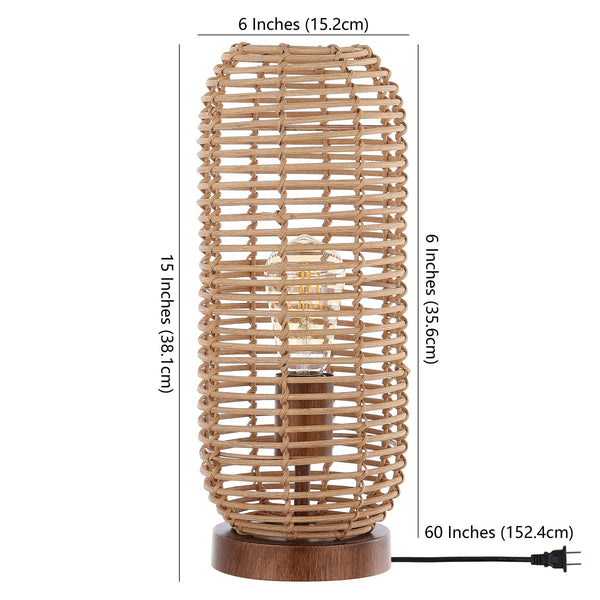 Eveline Table Lamp - Coastal-Chic Rattan Design with Antique Brown Base for Stylish Tropical Vibes