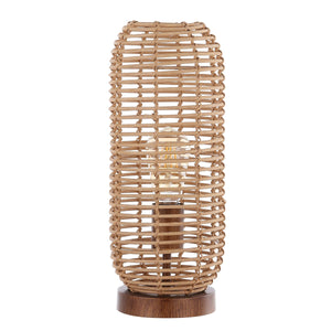 Eveline Table Lamp - Coastal-Chic Rattan Design with Antique Brown Base for Stylish Tropical Vibes