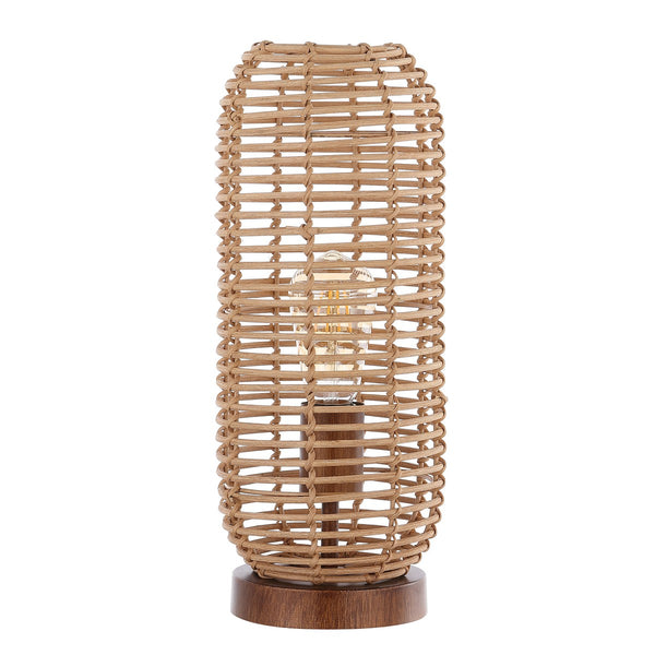 Eveline Table Lamp - Coastal-Chic Rattan Design with Antique Brown Base for Stylish Tropical Vibes