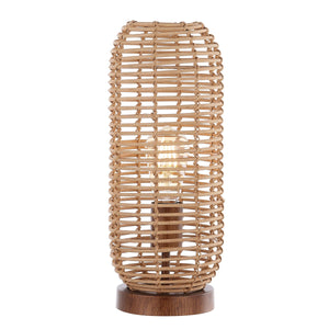 Eveline Table Lamp - Coastal-Chic Rattan Design with Antique Brown Base for Stylish Tropical Vibes