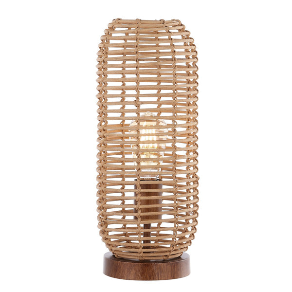 Eveline Table Lamp - Coastal-Chic Rattan Design with Antique Brown Base for Stylish Tropical Vibes