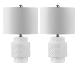 Sonter Table Lamp Set of 2 - Elegant Geometric Design in White Poly-Resin, Perfect for Any Room
