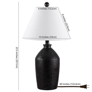 Selna Table Lamp - Ancient Pottery Inspired Design with White Empire Shade for Cozy Elegance