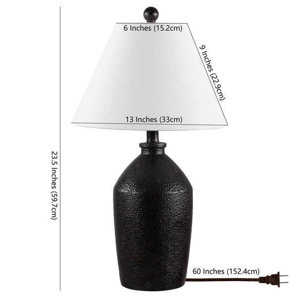 Selna Table Lamp - Ancient Pottery Inspired Design with White Empire Shade for Cozy Elegance