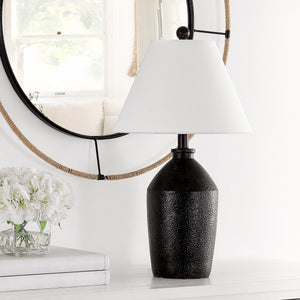 Selna Table Lamp - Ancient Pottery Inspired Design with White Empire Shade for Cozy Elegance