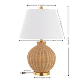 Safavieh Nobuo, 23 Inch, Natural/Brass, Rattan/Iron Table Lamp Natural / Brass Rattan TBL4466A