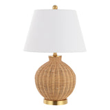 Safavieh Nobuo, 23 Inch, Natural/Brass, Rattan/Iron Table Lamp Natural / Brass Rattan TBL4466A