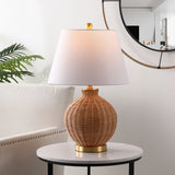 Safavieh Nobuo, 23 Inch, Natural/Brass, Rattan/Iron Table Lamp Natural / Brass Rattan TBL4466A