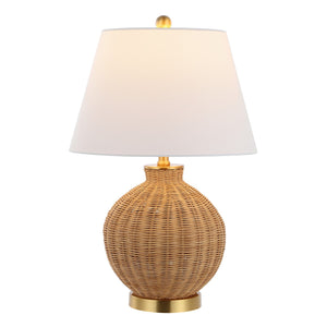 Safavieh Nobuo, 23 Inch, Natural/Brass, Rattan/Iron Table Lamp Natural / Brass Rattan TBL4466A