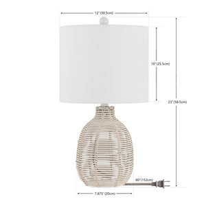 Safavieh Oroya, 23 Inch, White, Rattan Table Lamp TBL4473C