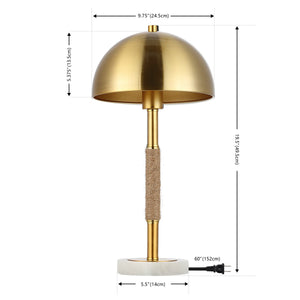 Safavieh Talon, 19.5 Inch, Brass/White, Iron/Rope/Marble Table Lamp TBL4474A