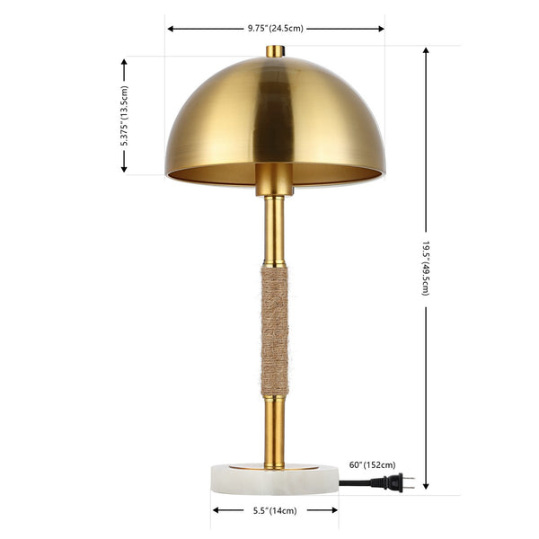 Safavieh Talon, 19.5 Inch, Brass/White, Iron/Rope/Marble Table Lamp TBL4474A