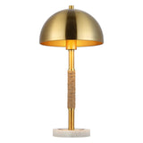 Talon, 19.5 Inch, Brass/White, Iron/Rope/Marble Table Lamp