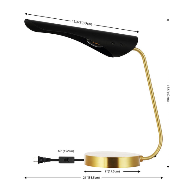 Safavieh Fynn, 16.5 Inch, Black/Brass, Iron Table Lamp Black / Brass Metal TBL4541A