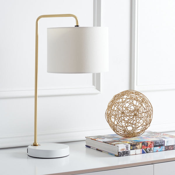Safavieh Felton, 21 Inch, Gold/White, Steel Table Lamp W/ Usb Port​ Gold/White Steel TBL7009A