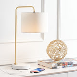 Safavieh Felton, 21 Inch, Gold/White, Steel Table Lamp W/ Usb Port​ Gold/White Steel TBL7009A