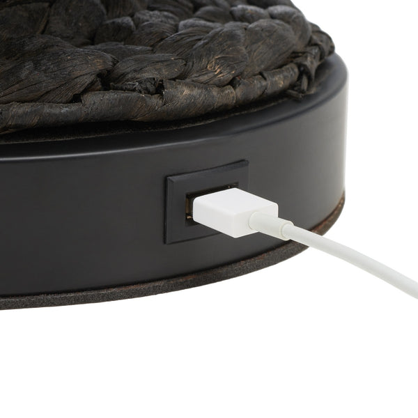 Safavieh Knowles, 16 Inch, Black, Water Hyacinth Table Lamp W/ Usb Port​ Black Water Hyacinth TBL9011C