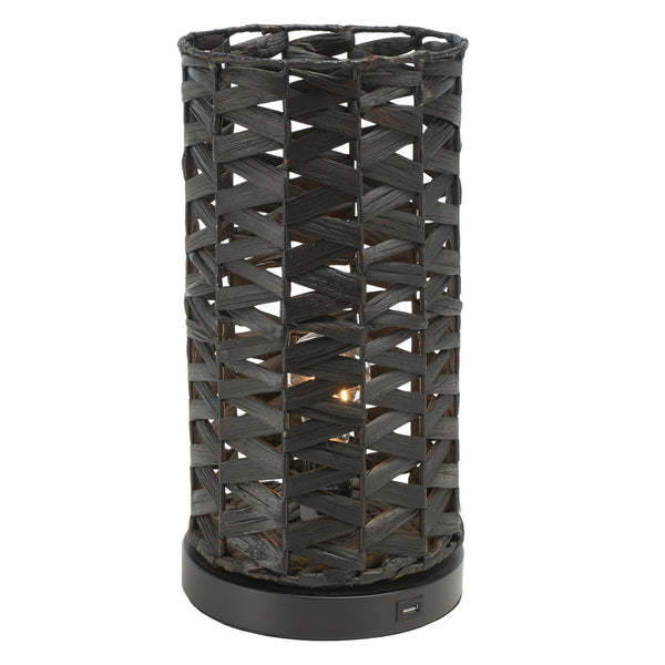 Safavieh Kirin, 15 Inch, Black, Water Hyacinth Table Lamp W/ Usb Port​ Black Water Hyacinth TBL9012B