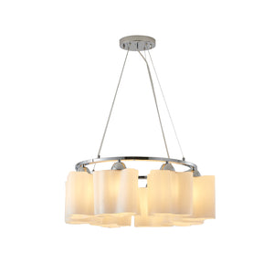 Bethel White Chandelier in Metal & Glass