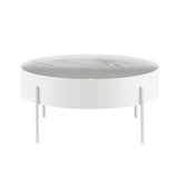 Walker Edison Tempestes Modern/Contemporary 33" Drum Coffee Table with Sliding Top TEML1KCM