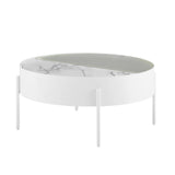 Walker Edison Tempestes Modern/Contemporary 33" Drum Coffee Table with Sliding Top TEML1KCM