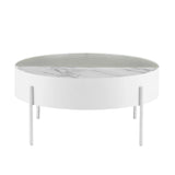 Walker Edison Tempestes Modern/Contemporary 33" Drum Coffee Table with Sliding Top TEML1KCM