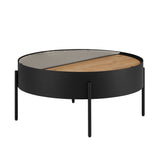 Walker Edison Tempestes Modern/Contemporary 33" Drum Coffee Table with Sliding Top TEML1KEO