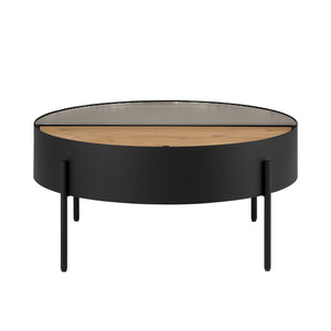 Walker Edison Tempestes Modern/Contemporary 33" Drum Coffee Table with Sliding Top TEML1KEO