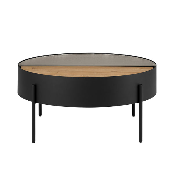 Walker Edison Tempestes Modern/Contemporary 33" Drum Coffee Table with Sliding Top TEML1KEO