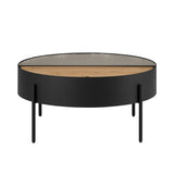 Walker Edison Tempestes Modern/Contemporary 33" Drum Coffee Table with Sliding Top TEML1KEO