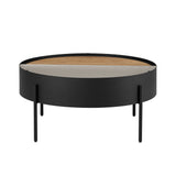 Walker Edison Tempestes Modern/Contemporary 33" Drum Coffee Table with Sliding Top TEML1KEO