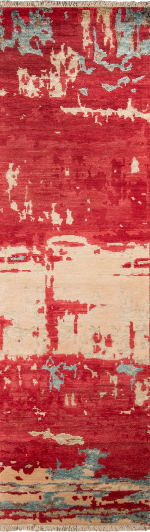 Momeni Terra TER-2 Hand Knotted Contemporary Abstract Indoor Area Rug Red 8' x 11' TERRATER-2RED80B0