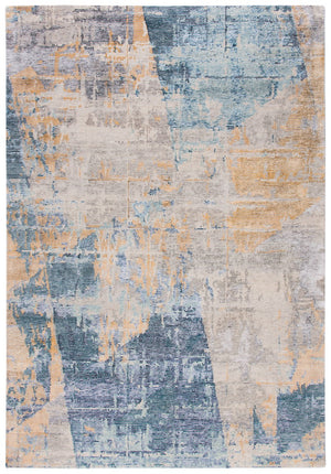 Tiffany 603 Contemporary Hand Knotted 70% Wool, 30% Viscose Rug Navy / Gold