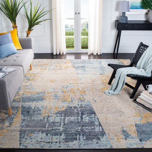 Tiffany 603 Contemporary Hand Knotted 70% Wool, 30% Viscose Rug Navy / Gold