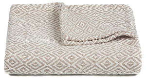 Chandra Rugs Lia 100% Cotton Handcrafted Cotton Throw Beige/White 50" x 70"