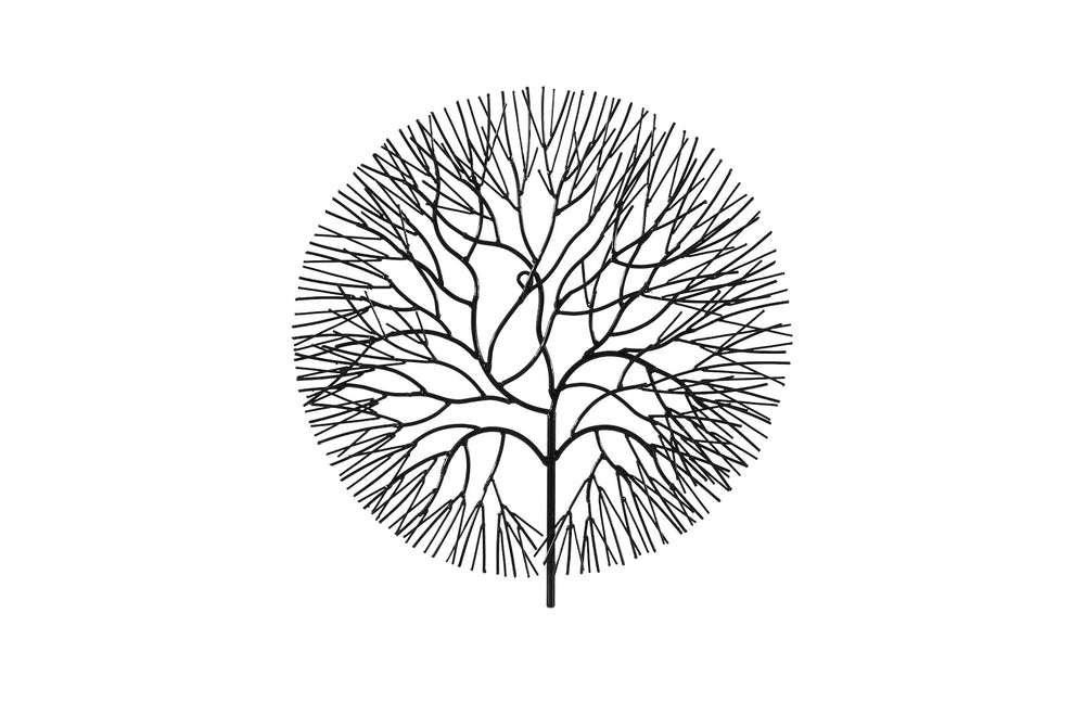 Wire Tree Wall Art, Rectangular, Metal, Black