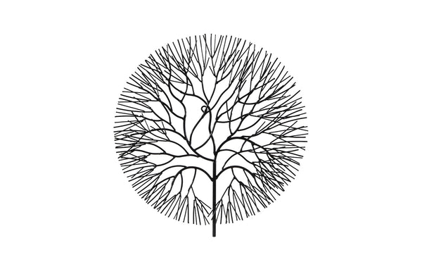 Wire Tree Wall Art, Small, Circle, Metal, Black