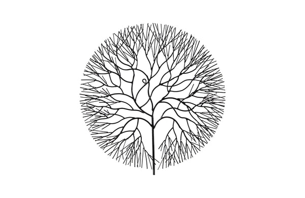 Wire Tree Wall Art, Medium, Circle, Metal, Black