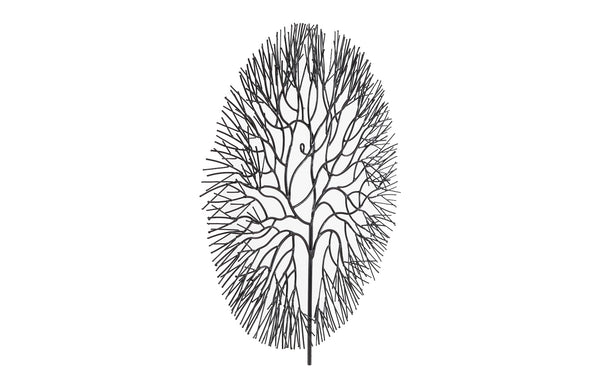 Wire Tree Wall Art, Large, Circle, Metal, Black