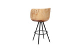 Smoothed Bar Chair, Chamcha Wood, Natural, Metal, Black