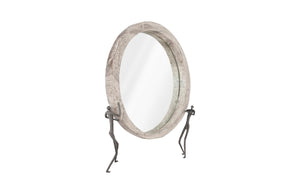 Atlas Mirror, Chamcha Wood, Gray Stone Finish, Metal