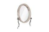 Atlas Mirror, Chamcha Wood, Gray Stone Finish, Metal