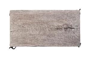 Atlas Coffee Table, Chamcha Wood, Gray Stone Finish, Metal