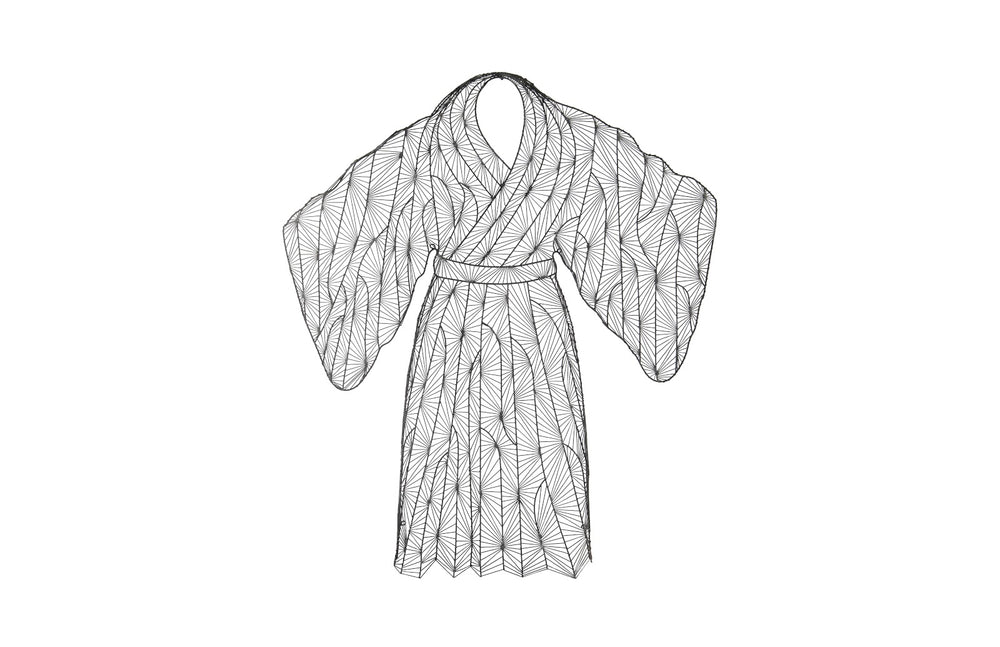 Kimono Man Wall Art, Metal, Silver/Black