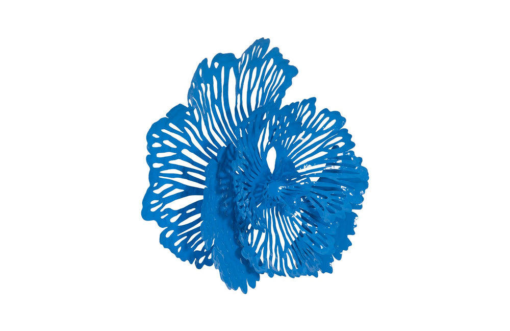 Flower Wall Art, Small, Blue, Metal