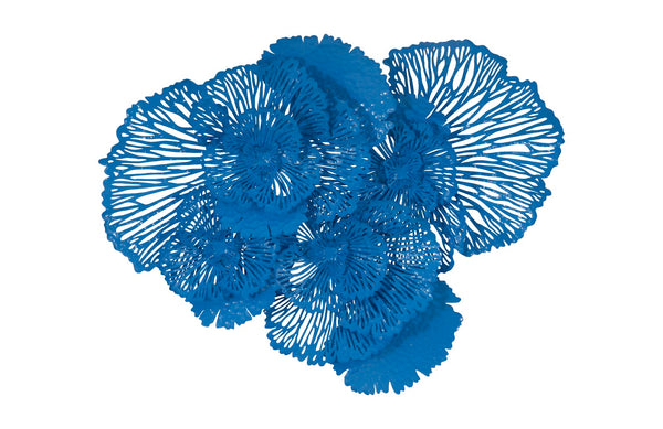 Flower Wall Art, Large, Blue, Metal