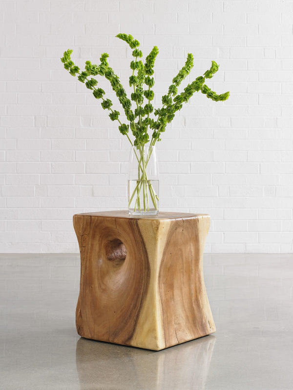 Peek a Boo Side Table, Chamcha Wood, Natural