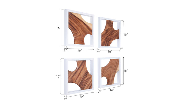 Framed Slice Wall Tile, White Frame   , Set of 4