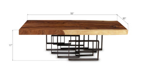 Score Coffee Table, Chamcha Wood, Iron Base