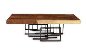 Score Coffee Table, Chamcha Wood, Iron Base